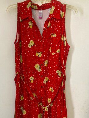 New No Boundaries Women Red Floral Dress Size Large  XL 15/17 Without Tag